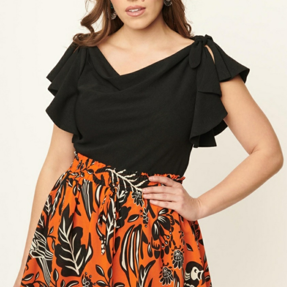 Black Ruffle Top - Picture 3 of 5